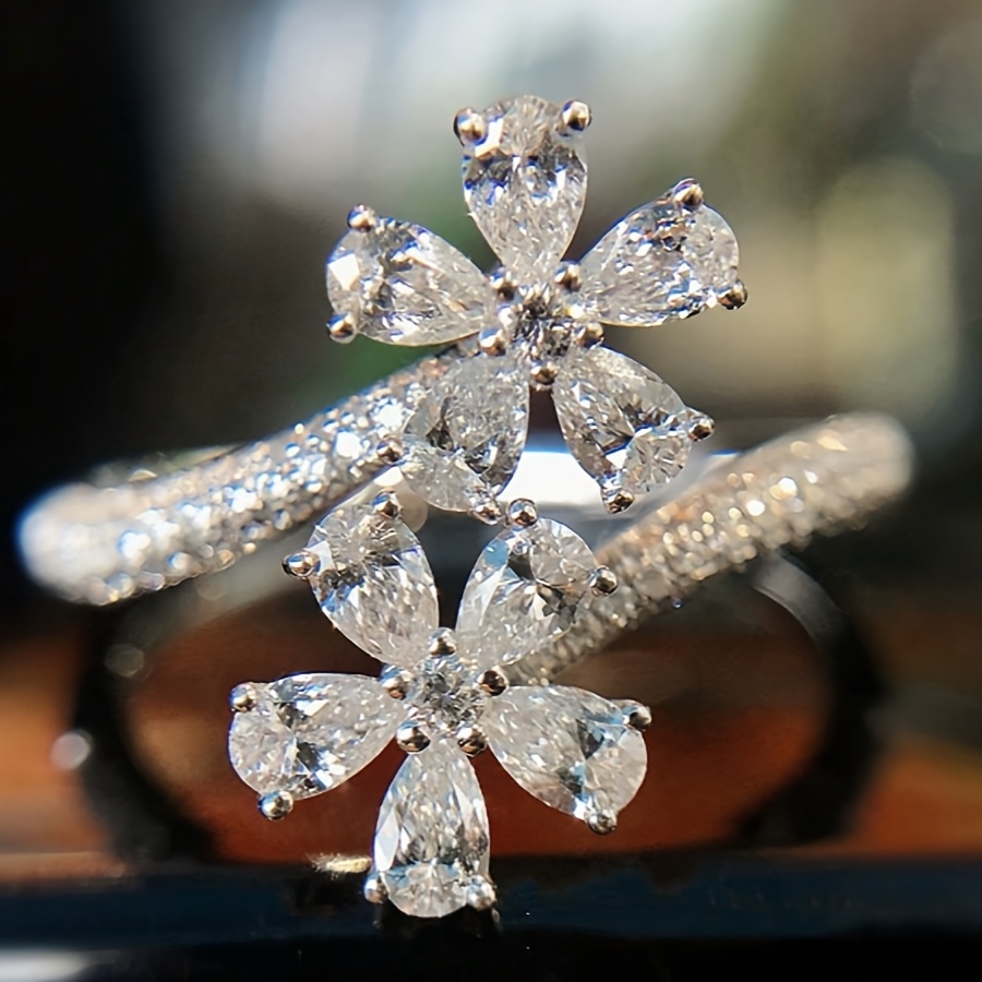 TEMU 1 Fashionable And Trendy Jewelry Luxury Exquisite Flower Ring