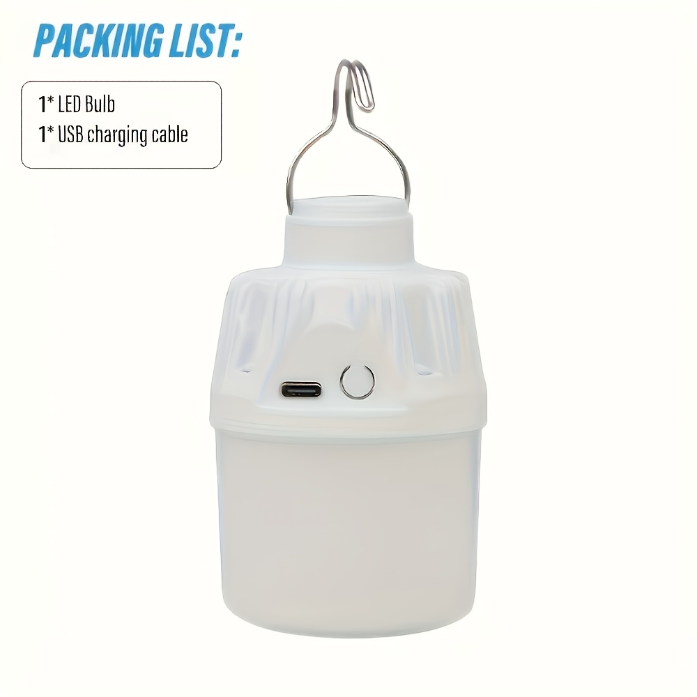TEMU Luz Eléctrica Portátil para Camping al , Bombilla LED Portátil para Camping - Carga USB, 3 de Iluminación, Ideal para Colgar en Tiendas, al ,