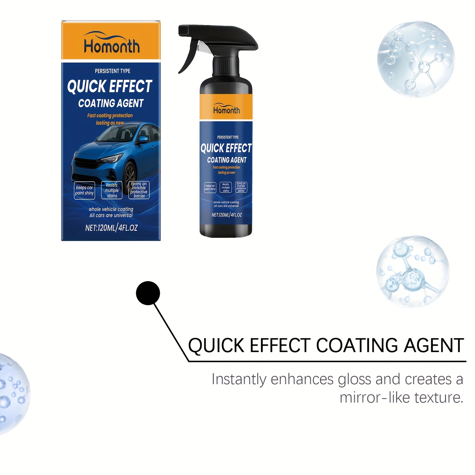 100ml 3 In 1 High Protection Quick Car Coating Spray, Spray De Revêtement De Voiture Rapide