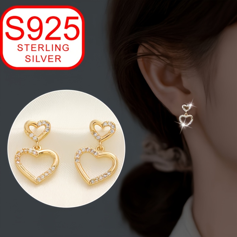 

925 Silver Hypoallergenic Earrings, Sold In Pairs, Featuring A Simple Women, Suitable As Gifts For Couples Or For Like Weddings, Parties, Vacations, Ramadan, And Day, With Anti-oxidation Packaging.