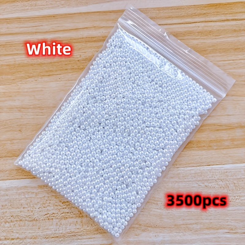 E-shop 3500 Stück 4mm Perlen mit Loch, Weiße Beige Abstandshalter für Handmade DIY Accessoires, Armband Halskette Ohrring Bastelzubehör Füllmaterial
