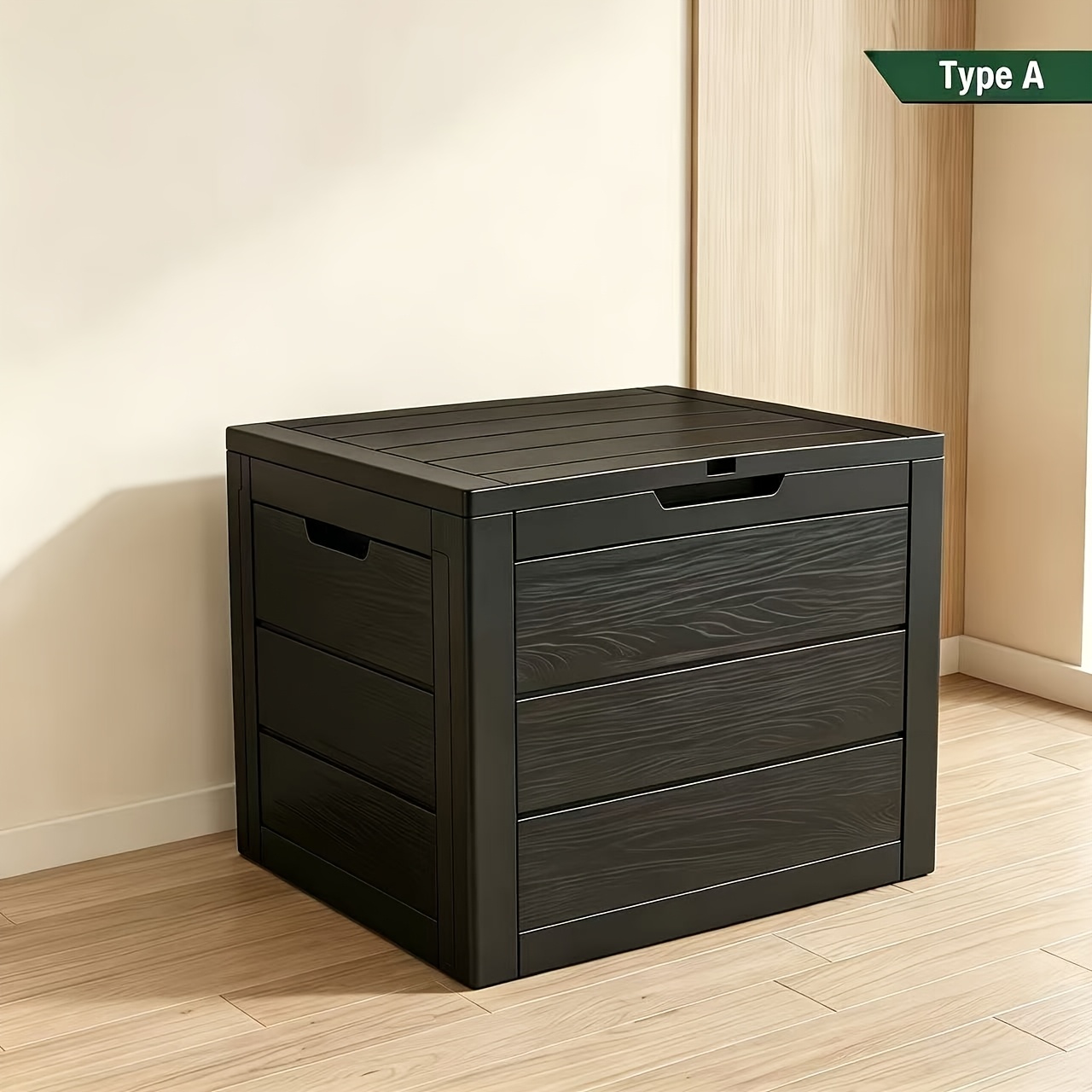 TEMU 75/70/35 Gallon Outdoor Storage Box Waterproof Deck Box With Lockable Lid Handles & Wheels, Large Patio Furniture Storage Bin For Pool