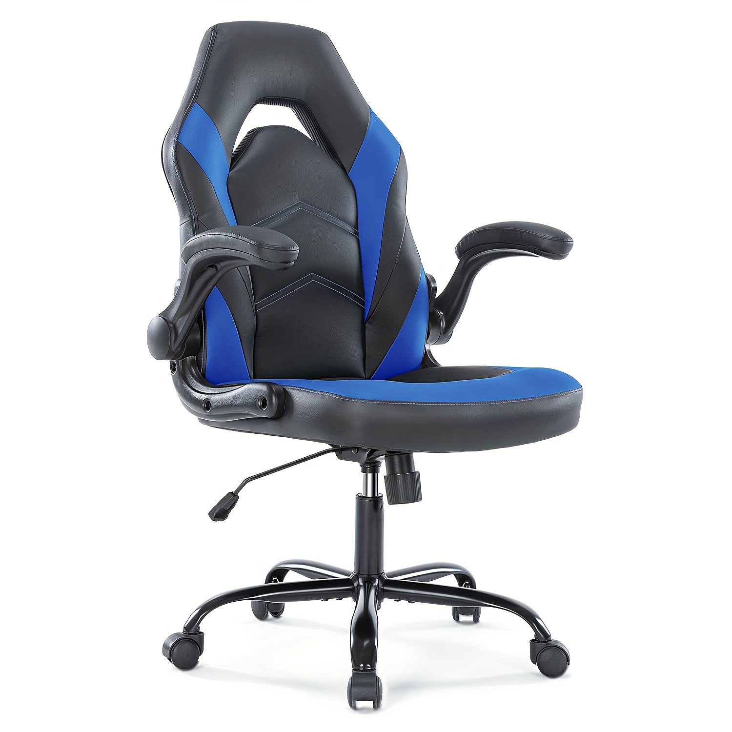 

Computer Gaming Desk Chair - Ergonomic Office Executive Adjustable Swivel Task Pu Leather Racing Chair With Flip-up Armrest For Adults, Men, Gamer