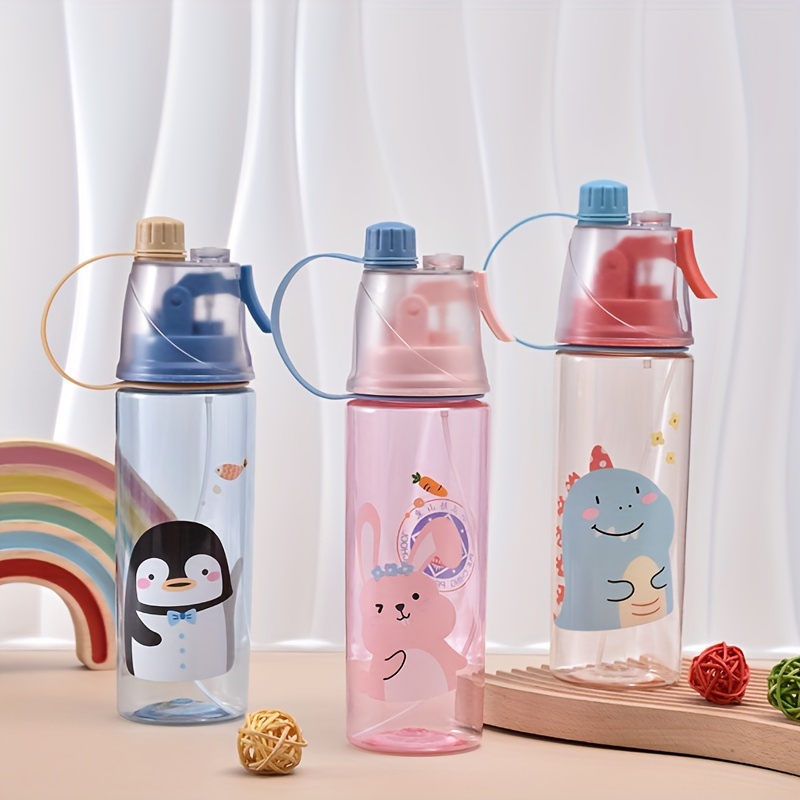 

1pc Cartoon Summer Spray Water Bottle, Portable Lightweight Summer Water Bottle, Suitable For Outdoor Cycling, Hiking And Running, 600ml/20oz