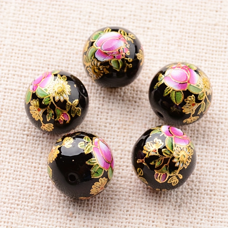 TEMU 5 pezzi di perline di vetro con stampa 10/12 mm, ideali per creare gioielli come orecchini, braccialetti e collane
