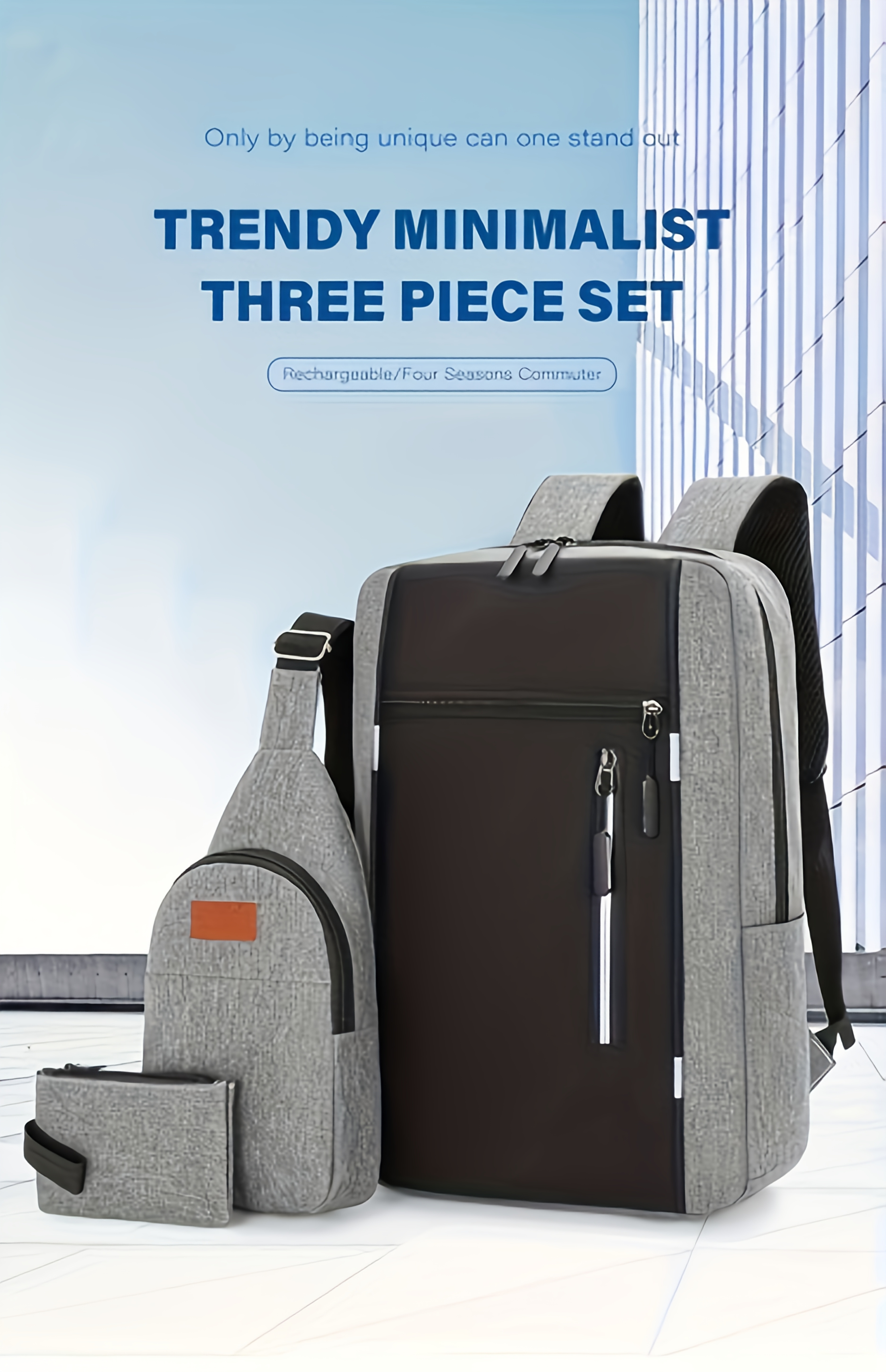 multifunctional computer bag fashionable backpack daily   business three piece set large capacity storage bag book tablet organizer convenient travel details 0