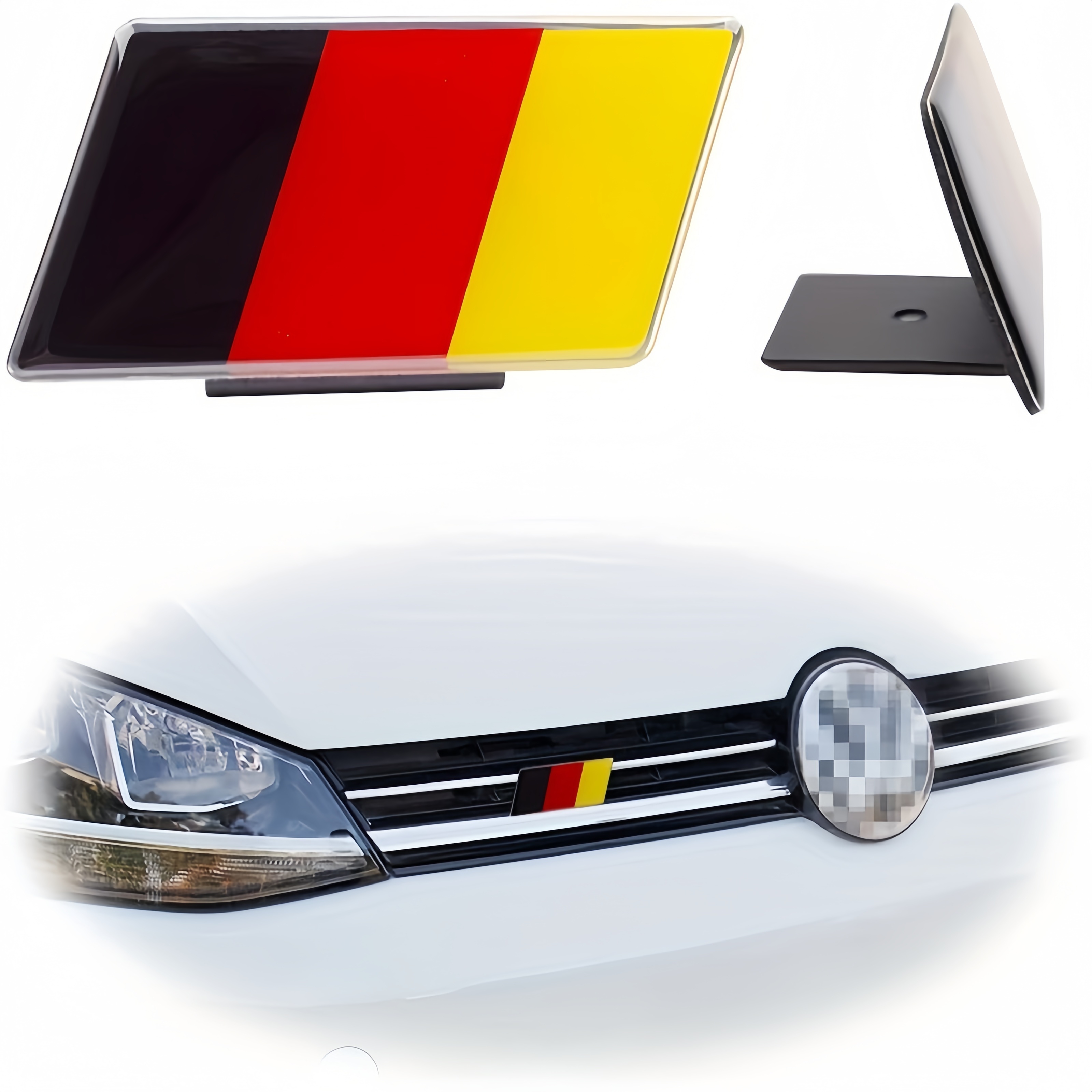Image of German Flag Car Emblem Badge, Car Grille Decoration & Mesh Decoration - Universal Car Models, Ideal For German Car Body & Bumper Decoration, Bumper Decoration|flag Motif Emblem