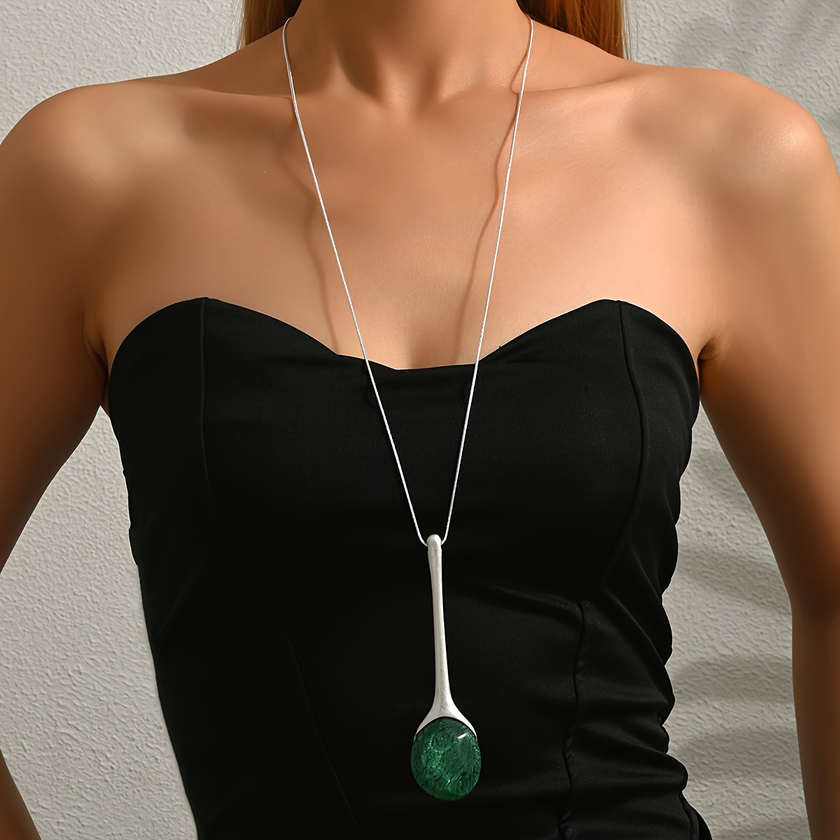 Image of 1pc Fashionable Individual Easy Geometric Long Women's Necklace Sweater Chain Suitable Gift For Banquet And Daily Wear