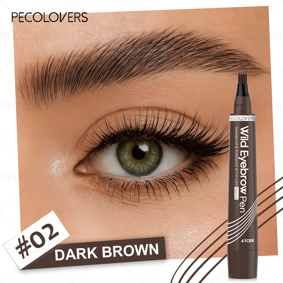 1pc Waterproof Eyebrow Pen With 6 Colors, Featuring A 4 Fork Tip For Eyebrow Tattoo, Makeup Pencil