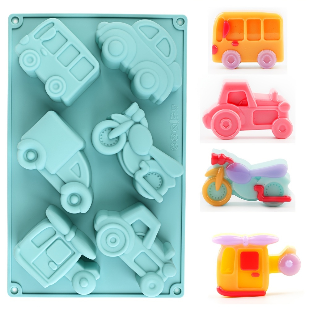 

6-cavity Silicone Cake Mold Set, Assorted Vehicle Designs, Diy Baking Chocolate Molds For Desserts, Soap Crafting, Oven-safe, Versatile For Christmas, Halloween, Easter, Thanksgiving,