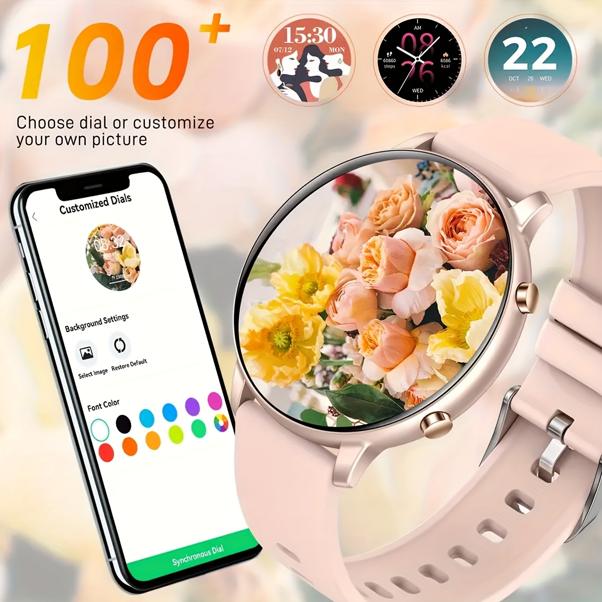 Upgraded Smart Watch (Answer/Make Calls), 3.53 cm Display Smart Watch for Women Men, with Wireless Call/Receive Messages, Alarm Clock, Music Playback, Support Multiple Sports Modes, Step Calorie Counter for iPhone And Android Phone Watch