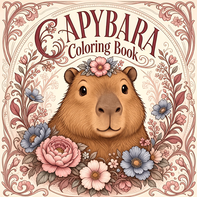 TEMU Livre de coloriage Capybara de 7,87 X 7,87 pouces, 24 pages de papier épais, impression recto, livre de coloriage relaxant Mandala pour adultes,