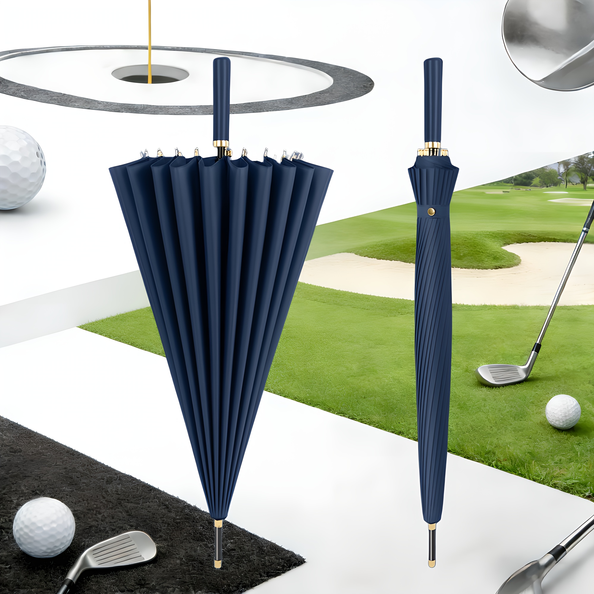 Image of 24-bone Umbrella, Strong Windproof Large Umbrella, Long-handled Automatic Golf Umbrella, Outdoor Women's And Men's Umbrella Suitable For Travel, Hiking, And Golf