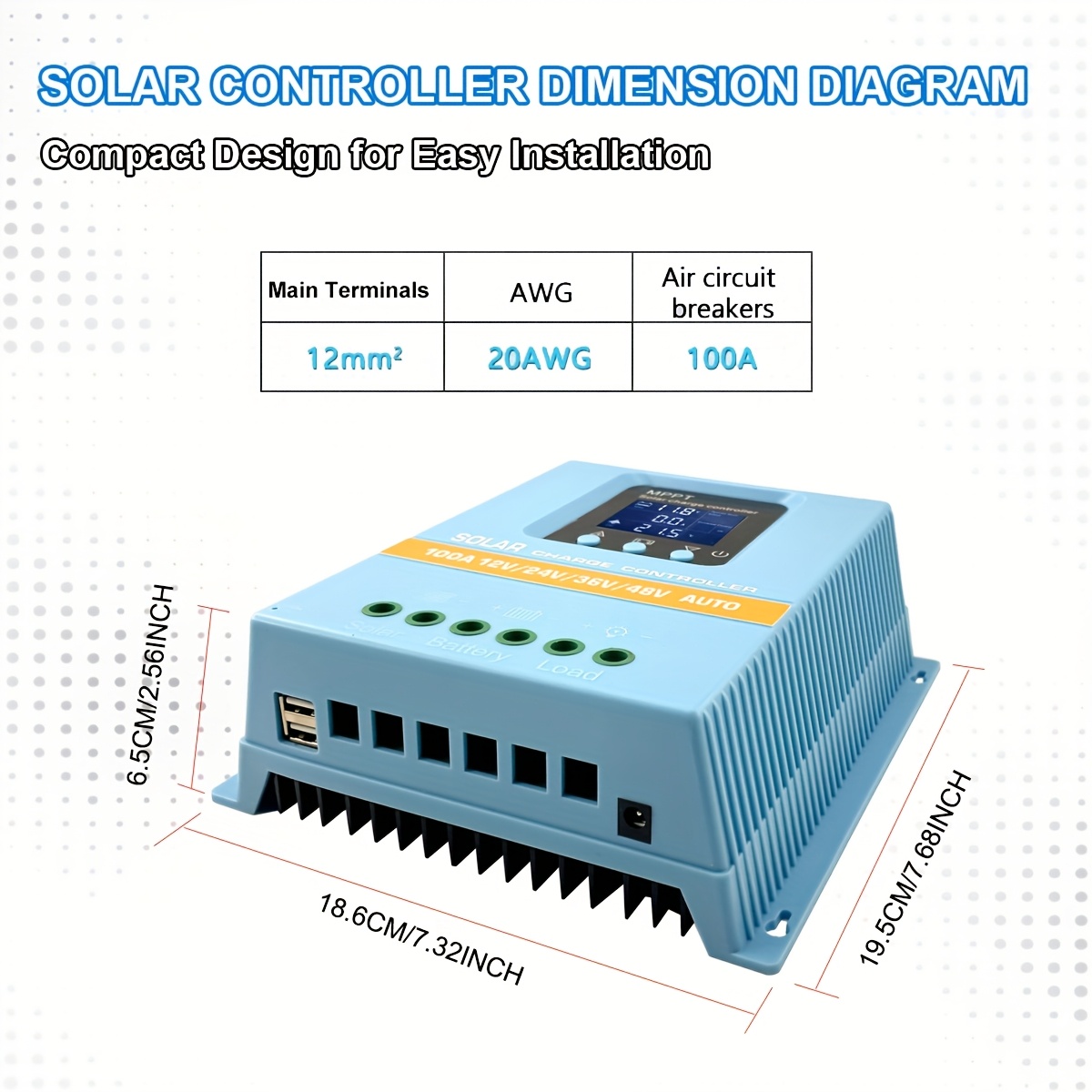   mppt solar charge controller 100a 80a 60a auto 12v 24v 36v 48v dual usb ports smart regulator with lcd display night recognition     for   systems   Product details 5