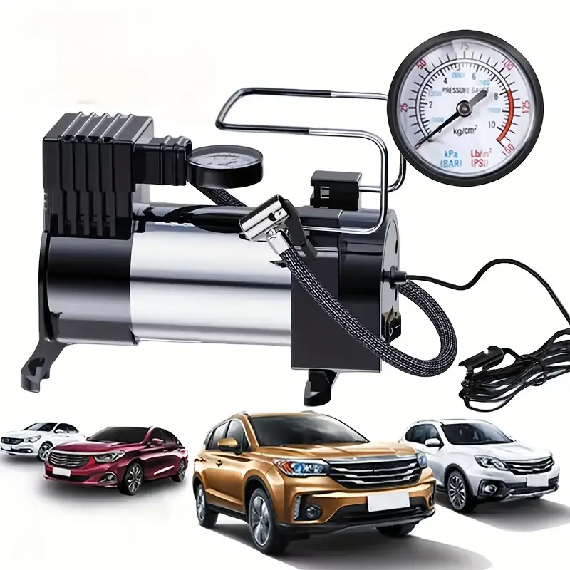 portable smart car air pump 1pc-150psi high   bicycle universal fast charging tire pressure   small vehicle inflator single cylinder 12v emergency tire repair, without battery Product details 5