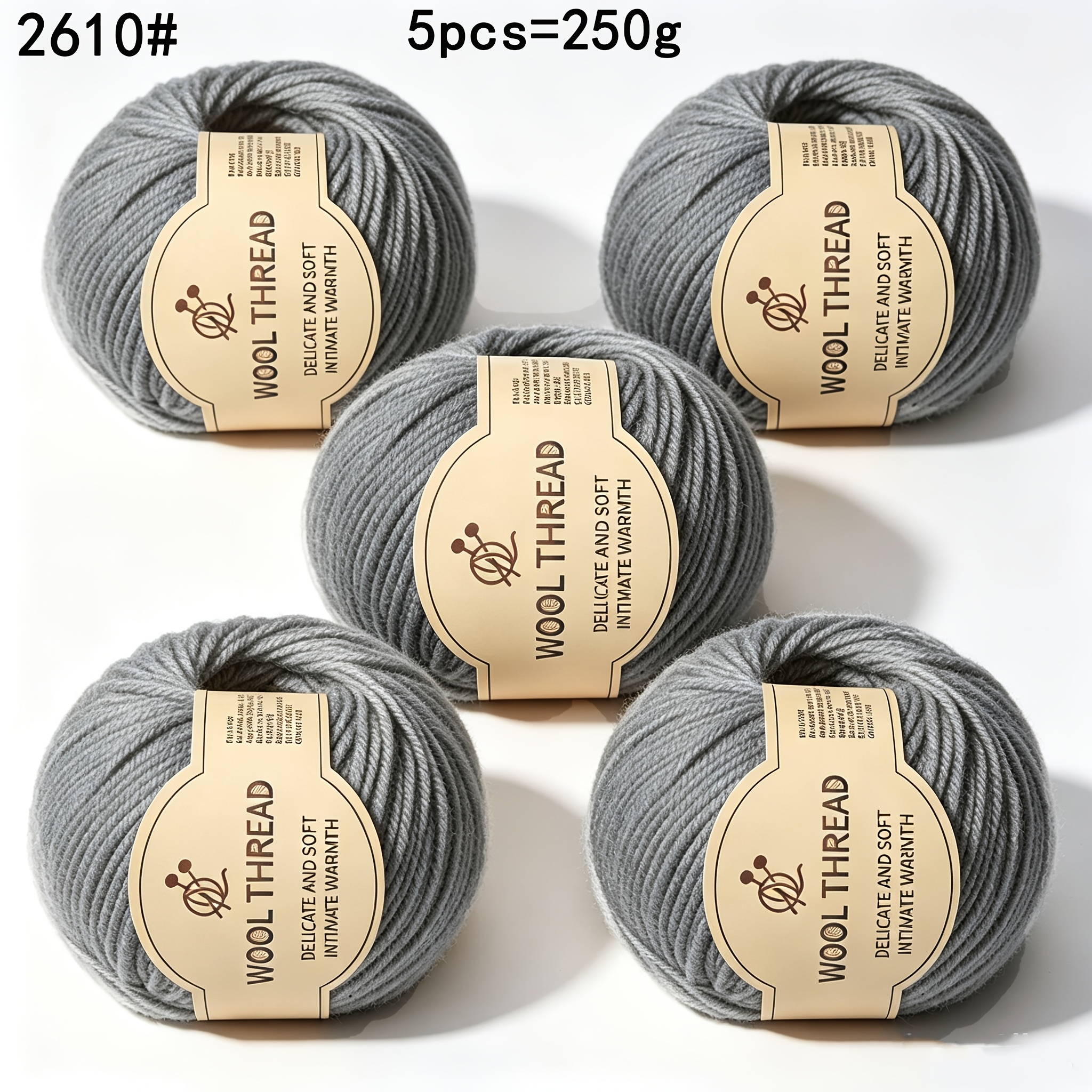 TEMU 5pcs Pack Of 290 Alpaca Wool Yarn Skeins, 50g Per Roll Totaling 250g, Medium-thick Knitting Crochet Yarn For Beginners, Casual Bar Knitting