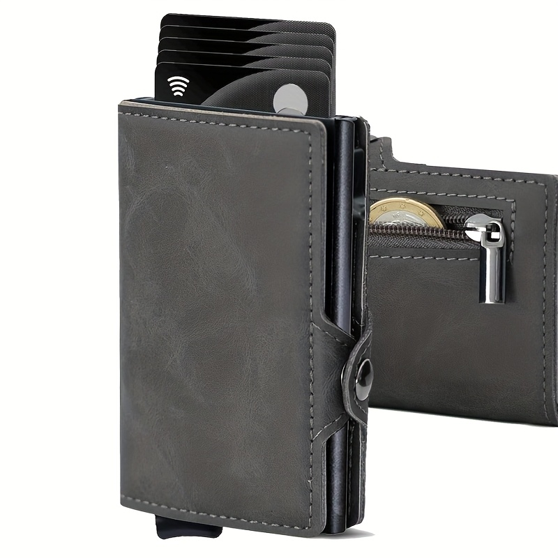 Carbon Fiber Wallet Ultra-thin Aluminum Pop-up Bank Card Box Rfid-proof Money Wallet Metal Aluminum Box Wallet