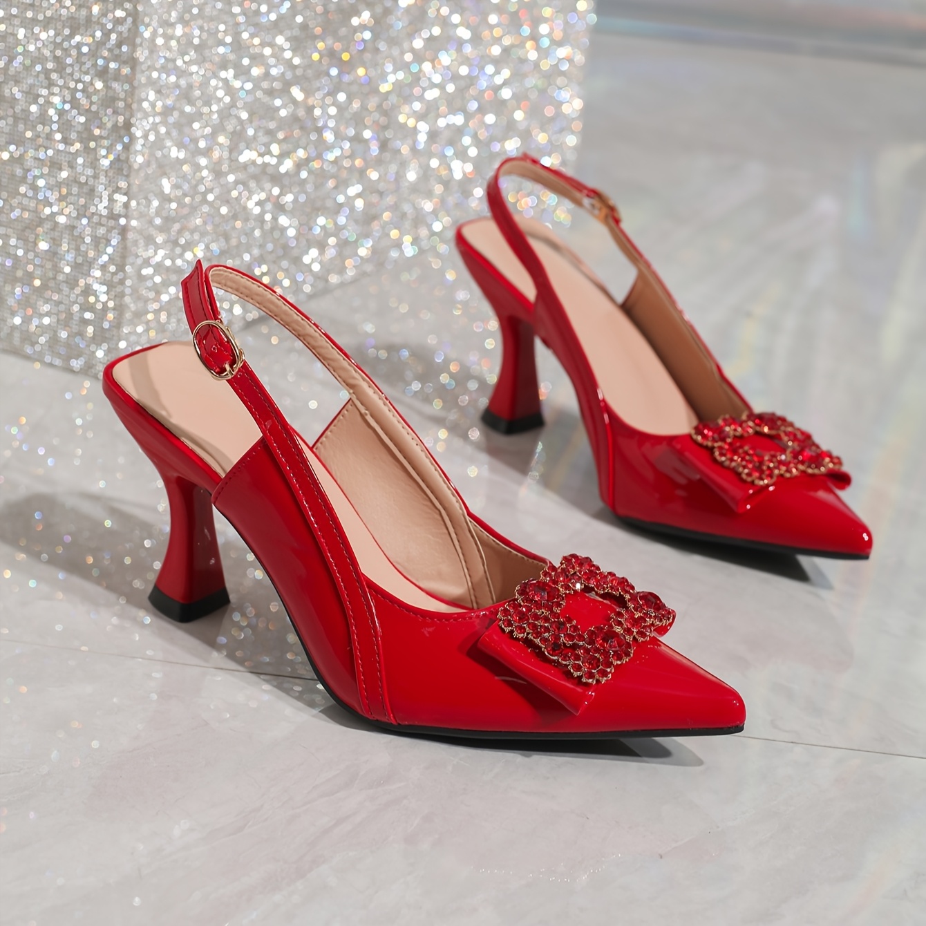 red shoes for women sold on Temu United States