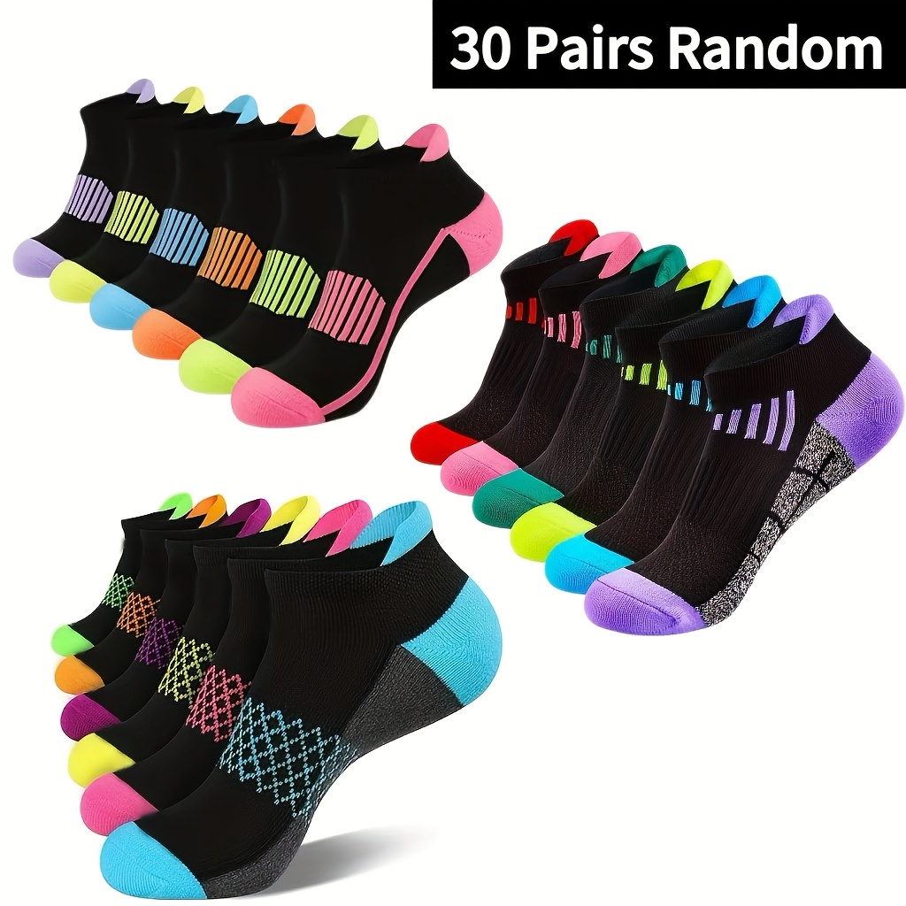 -pair Random Dark- Multicolor Spring/summer Running Basketball Sports Socks, Lightweight, Breathable, Sweat-absorbent, High-elasticity, Wear-resistant, And Comfortable, Suitable For , Outdoor Sports