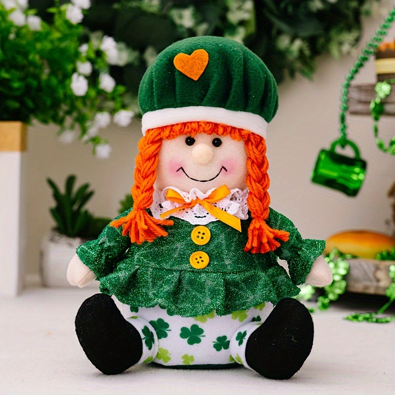 Ramiter Irish Festival Green Plush Decor Plush Doll Irish Festival Figurine  Home Table Ornaments Cute Doll 