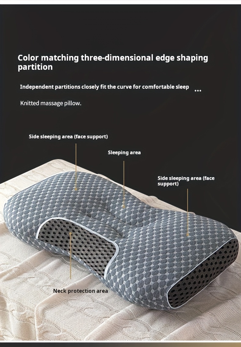 1pc knitted thin pillow with cervical neck protection sleep massage pillow core moisture absorbing breathable household bedding pillow suitable for living room bedroom home decoration details 9