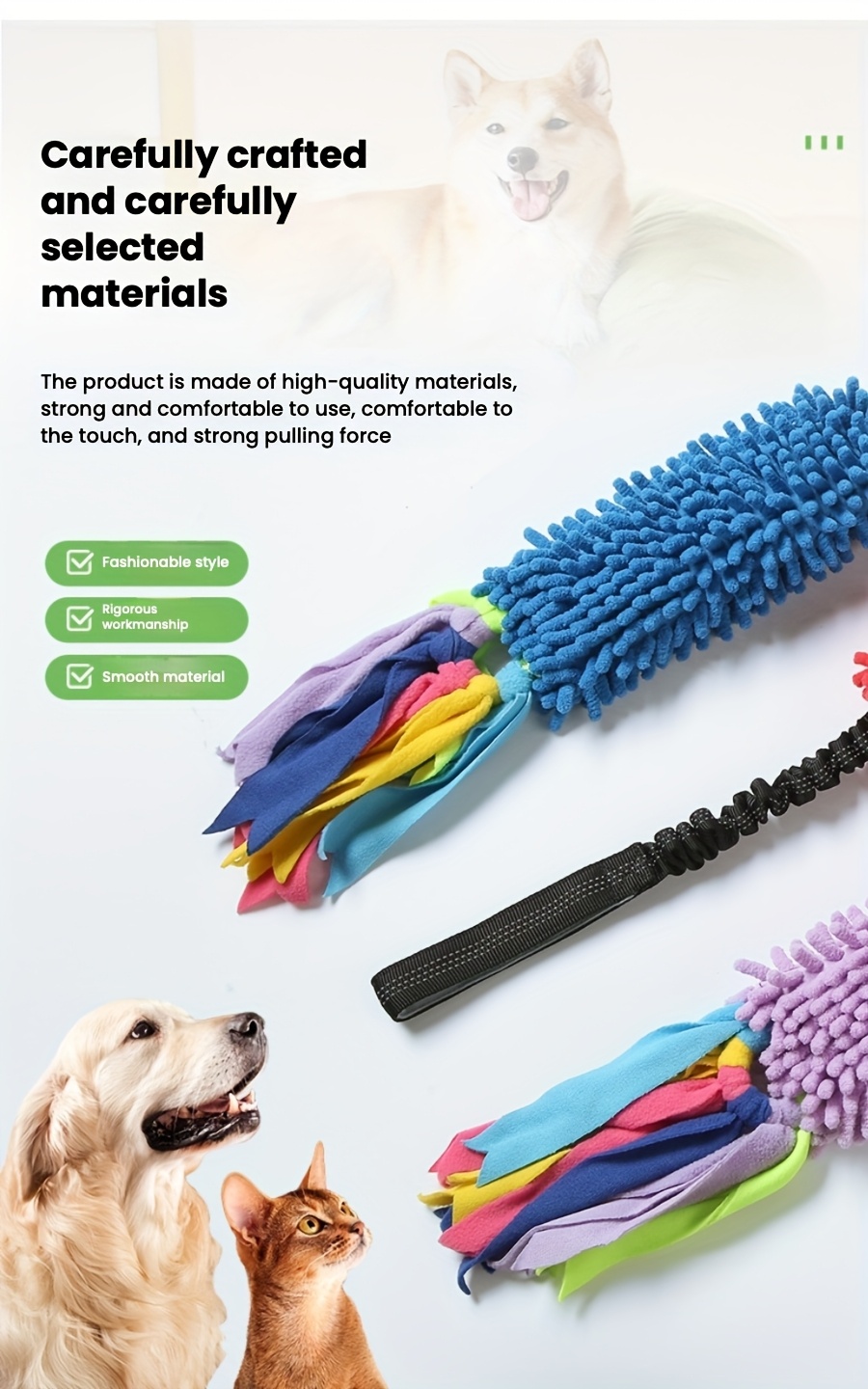 Squeaky Tug of War Dog Toy - Durable Tear-Resistant Teething Toy for Puppies, Interactive Training & Biting Toy with Safe Non-Electric Design, Vibrant Colors & Plush Material for Small Dogs
