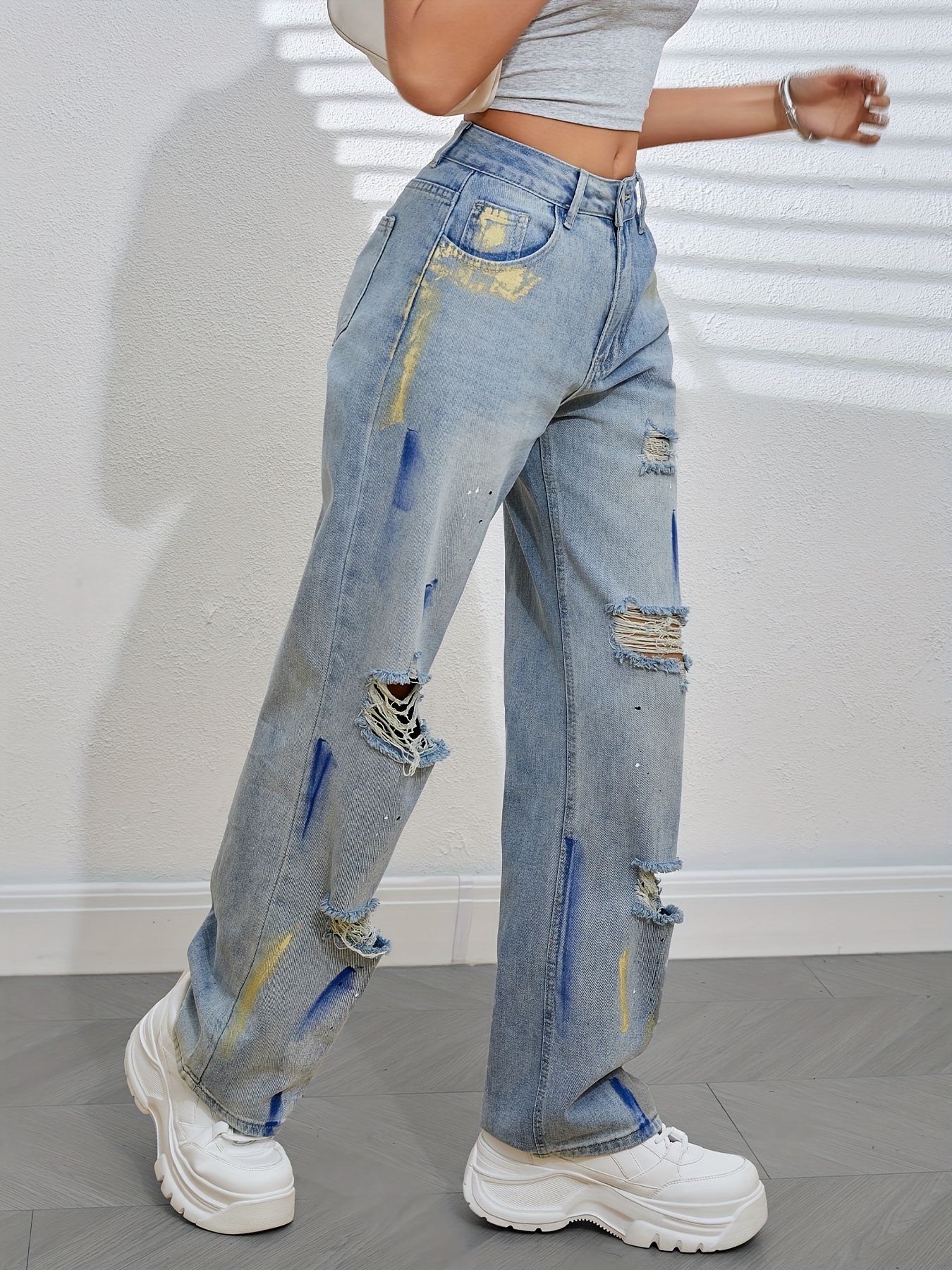 Women Jeans Pant Pencil Pants Casual Jeans Bow Pocket Zipper Trousers  Wildflower Pants for Women Blue at  Women's Jeans store