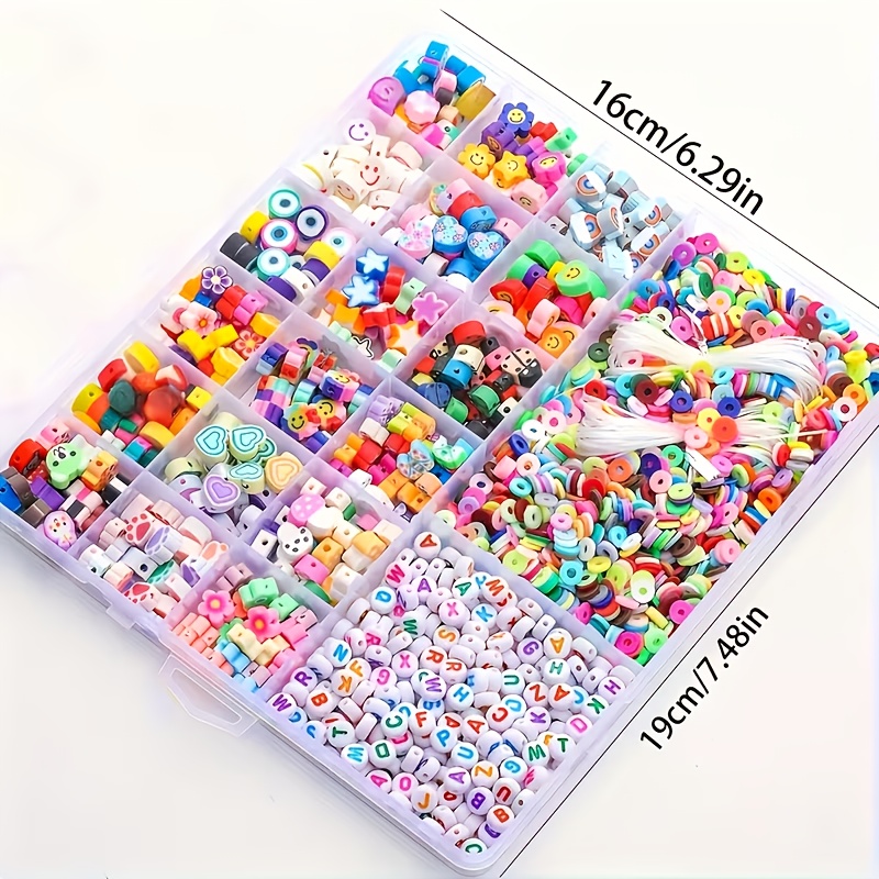 Image of A Box Of 2000pcs Bracelet Making Kit With Friendship Clay Beads, Jewelry, And Charm Bracelet Making Set, Including Letter Beads, Perfect For Birthday Gifts