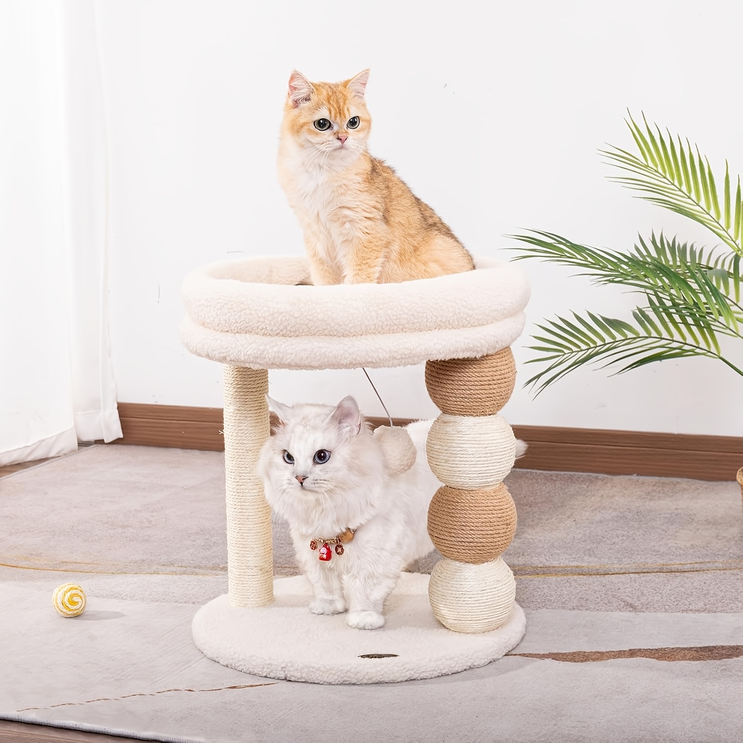 

Small Cat Tree For Indoor Cats With Large Top Perch, Natural Sisal Scratching Posts For Kittens And Cats