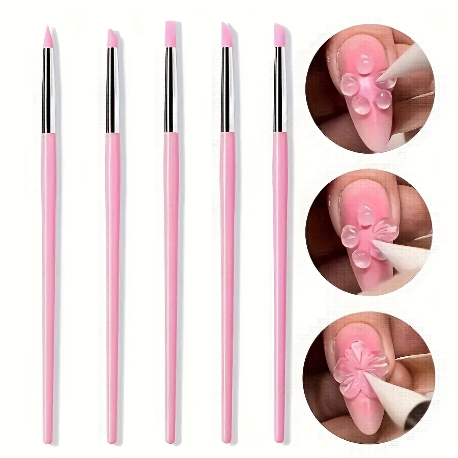 5pcs Nail Art Pen Set with Silicone Pressing Pen