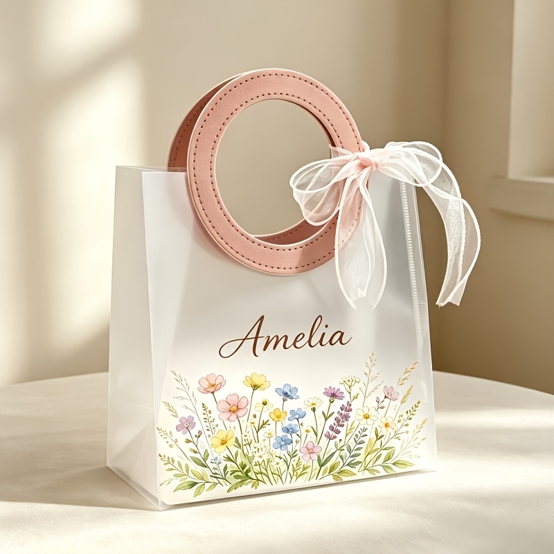 TEMU Personalized Custom Pvc Frosted Tote Bags, Reusable, Clear, Compact, Suitable For Holiday Parties, Halloween, Christmas, Weddings, Birthdays,
