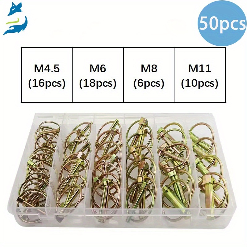 TEMU 50pcs Heavy Duty Safety Hairpin Locking Kit - Durable Multi-functional Quick Lock For Agricultural And Use, Safety Pull Ring Pin