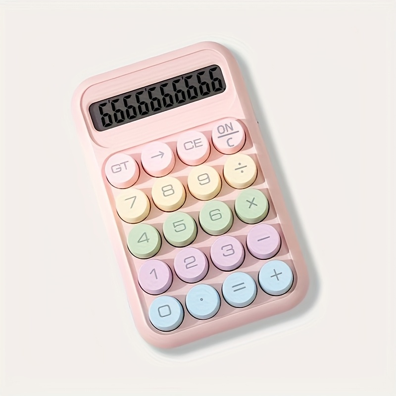 TEMU Calculadora de escritorio colorida, 1 pieza - Teclado mecánico/Pantalla de 12 dígitos/Pantalla LED grande/Diseño /Reutilizable - para
