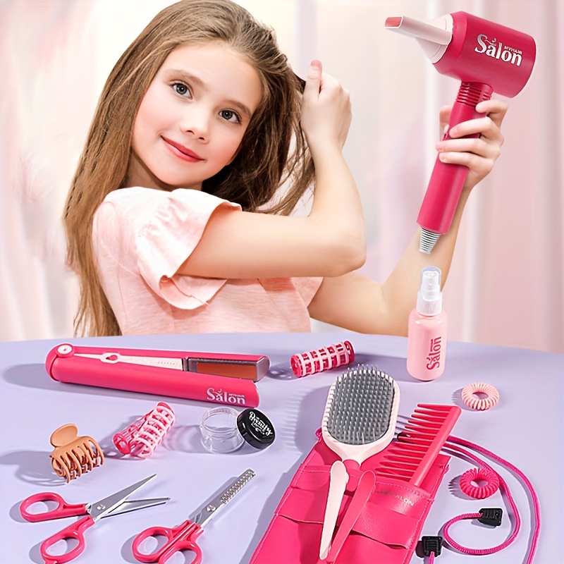 kids hair styling playset mini hairdryer comb pretend play Temu