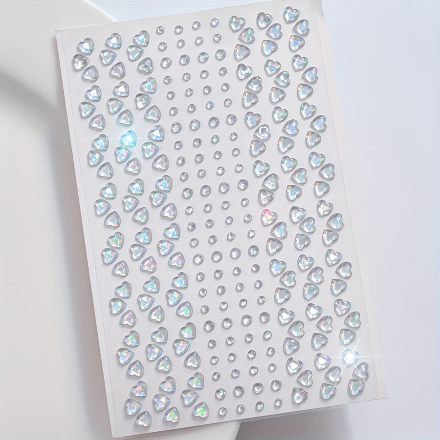 TEMU 1 Foglio di Adesivi 3D a Forma di Cuore con di Strass e Glitter - Adesivi Autoadesivi per il Corpo, Gioielli, Artigianato, Decorazioni per e per
