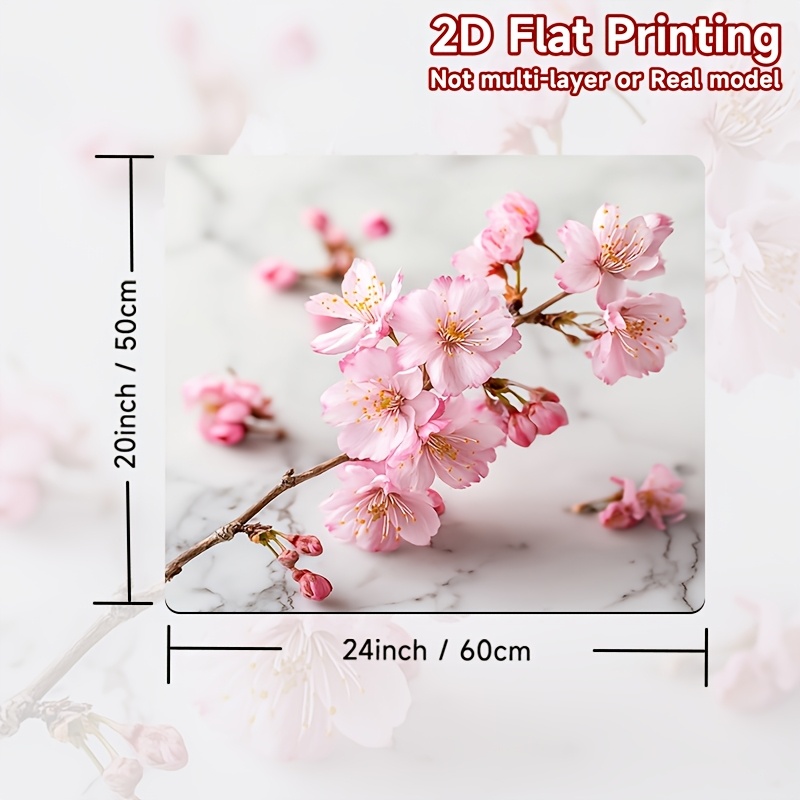 TEMU 1pc, 2d Flat Printing, Washing Machine Top Protective Pad Pink Cherry Blossoms (2), Polyester, Perfect For Universal In , Home Improvement Pads,