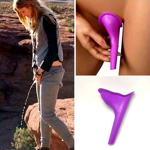 2pcs portable silicone female urination device set with folding funnel and storage box reusable for travel camping hiking womens hygiene needs
