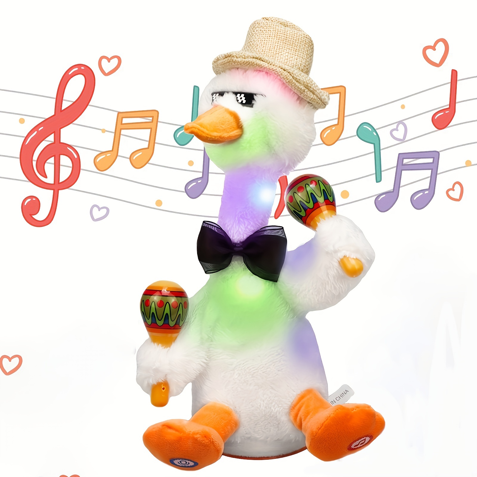

Singing Duck Plush Toy For Pet, Interactive Recording And Talking Stuffed Animal With Lighting, Soft Polyester Carton Style Musical Duck With Hat (batteries Not Included)