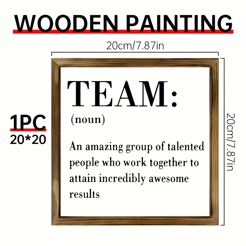 TEMU 1pc Wooden Teamwork Quote Desk Decor Sign - "team: An Amazing Group Of People Who Work Incredibly Awesome Results" - Contemporary Office,