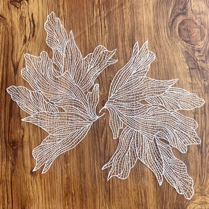 TEMU Une paire de grandes fleurs en dentelle de papillon, noires, pour couture et décoration de rideaux, faites à DIY, idéales pour d'Halloween