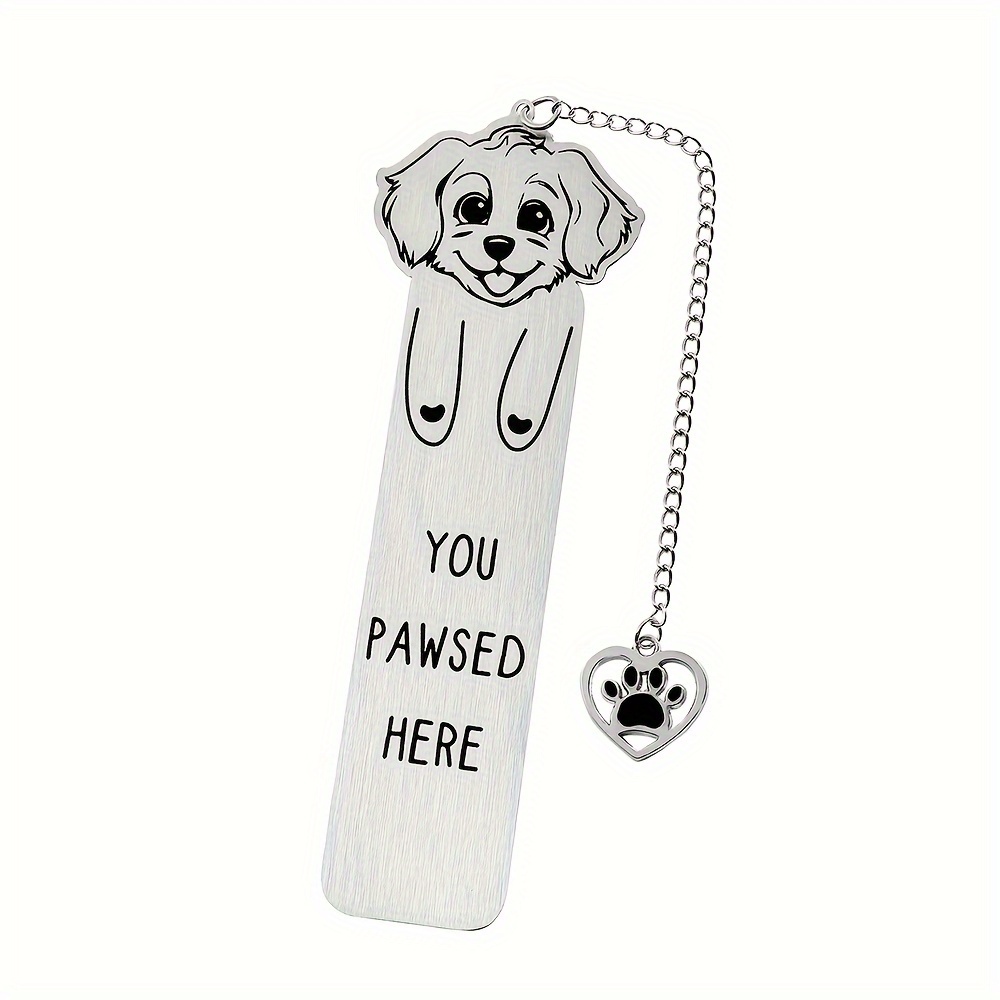 TEMU Cute Furry Puppy Stainless Steel Bookmark - Perfect Gift For Dog Lovers, Readers & - Ideal For Birthdays, Surprise Parties & Everyday Use