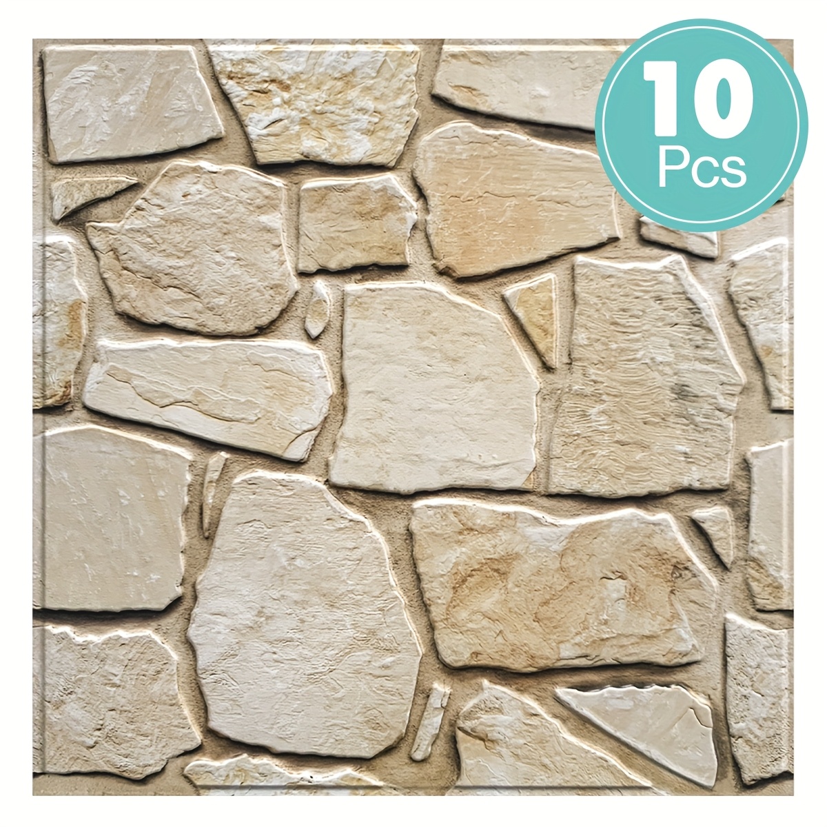 TEMU This Package Includes Ten Self-adhesive 3d Wall Panels Featuring A Stone-like Pvc Surface, Each Sized At 30 By 30 Centimeters, Intended For