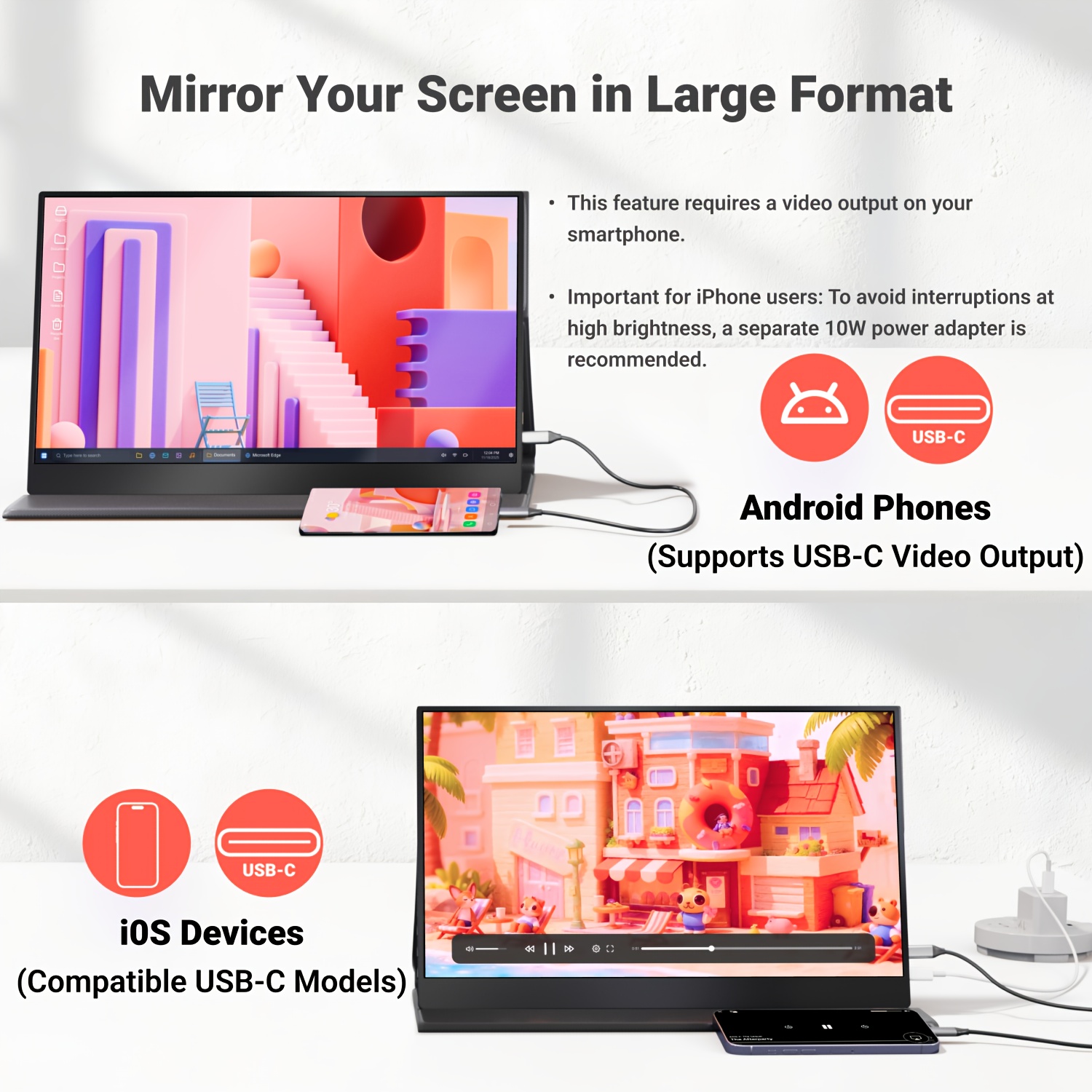 TEMU 15.6-inch Portable Monitor, Compatible With Smartphones, Pcs, And Surveillance. Usb Powered, 1920x1080 Full Hd, 80% Srgb Gamut, 60hz Refresh