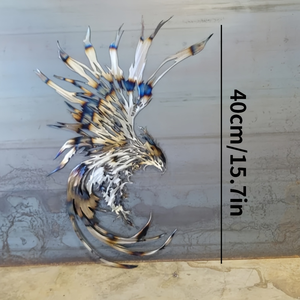 E-shop 2D Flach, 2D Ebene, Phönix-Vogel Metall Wandkunst, Verlaufspolierverfahren, Zuhause, Innenraum, Schlafzimmer, Wohnzimmer, Büro, Außendekoration,