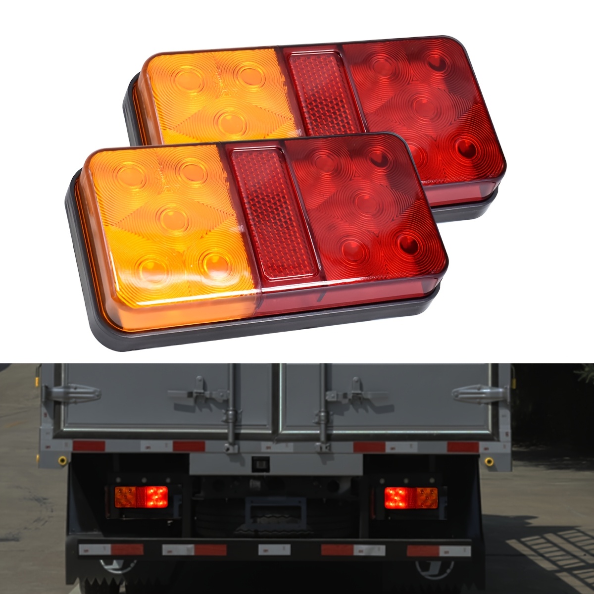 TEMU 2pcs Multipurpose Led Car Light Bulb High Truck Tail Trailer Rv Rear Brake Light Parking Back Up Light Car Light Kit, Without Battery