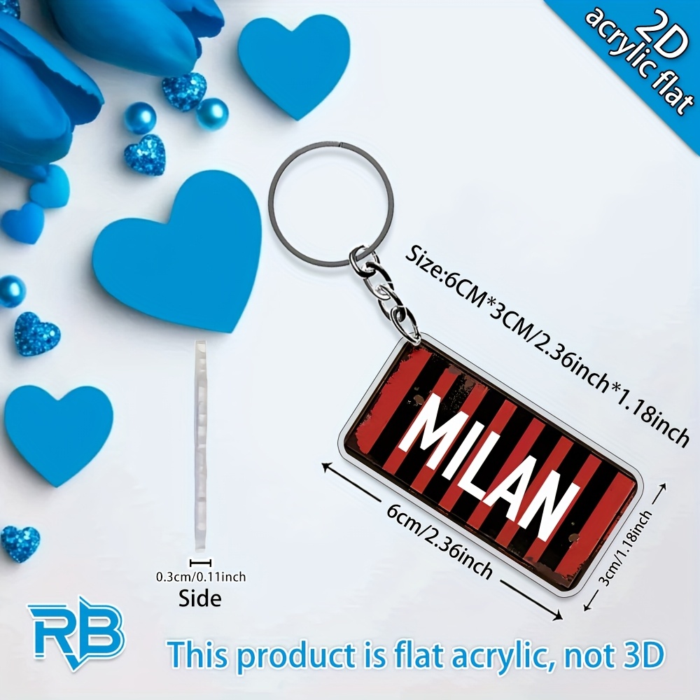 TEMU 2D Flat - 1 pz, Portachiavi Acrilico 2D Flat 6X3 Cm (2.36X1.18 Pollici), Stile Casual, Decorazione Portachiavi Creativa, per Chiavi Auto, Zaini,