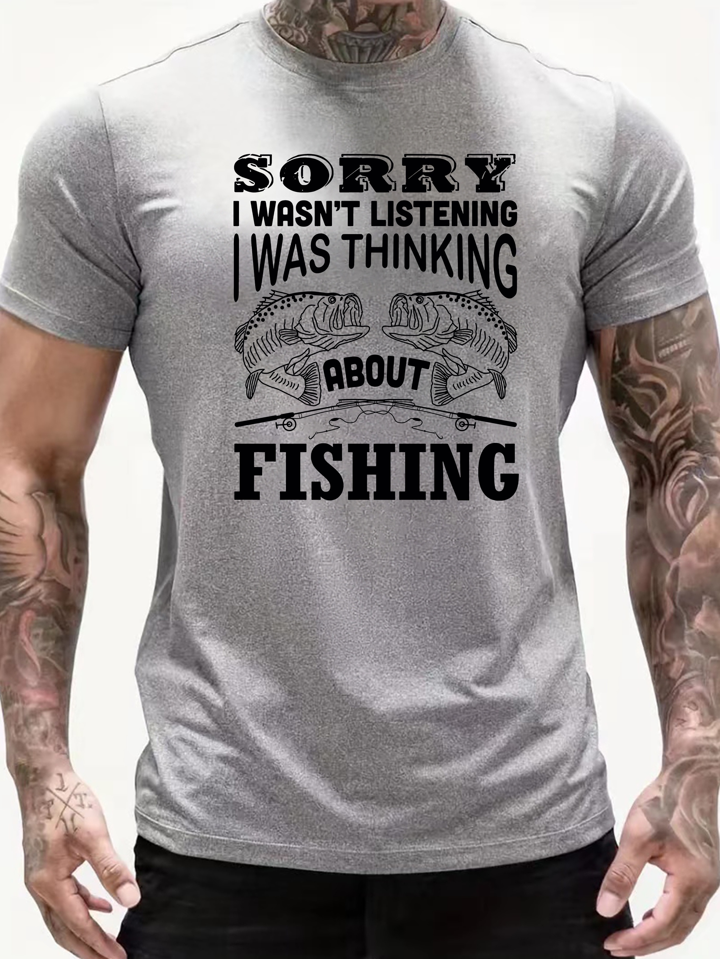  Sorry I Wasn't Listening I was Thinking About Fishing Lover  T-Shirt : Clothing, Shoes & Jewelry