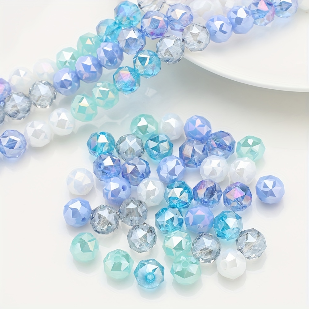 E-shop 8 mm AB-Farbe dreieckig facettierte florale Kugelperlen & Perlen-Sortimente, Anhänger, farbenfrohes Zubehör für Perlenarbeiten, facettierte