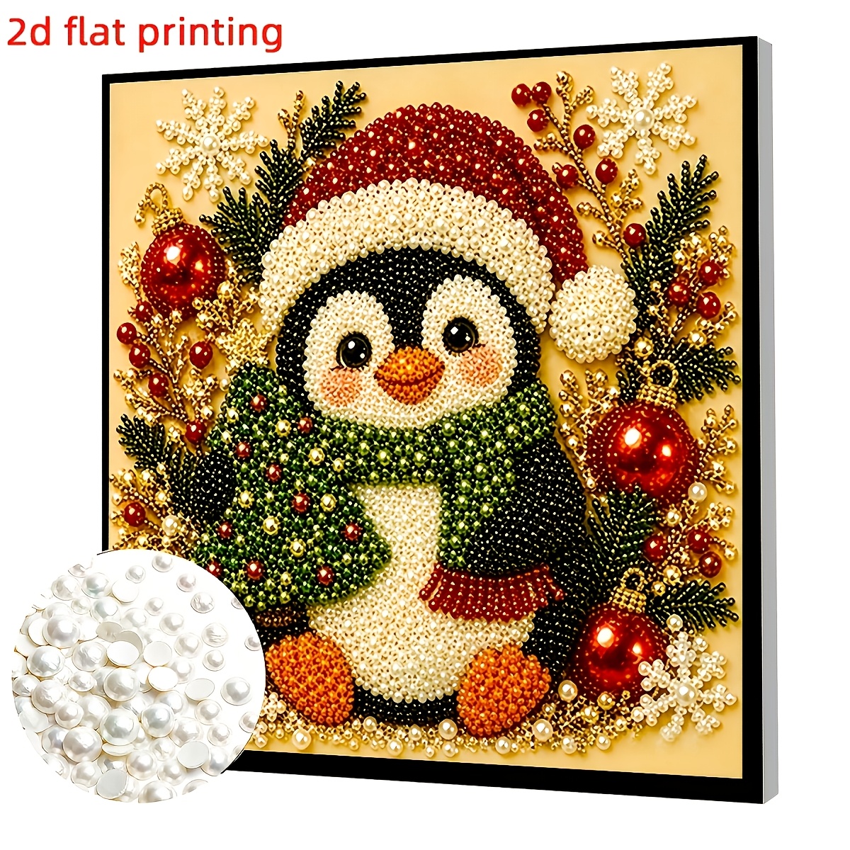 TEMU New Christmas Pearl Art Kit, Christmas Reindeer, Santa Claus, Snowman, Gnome, Fox 2d Flat Diamond Painting Craft, Suitable For Adult Crafting,