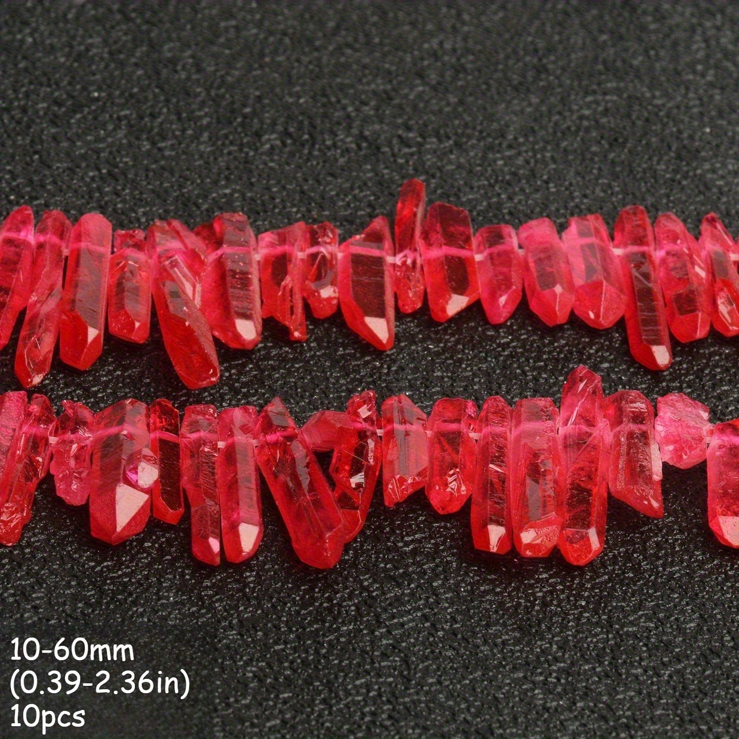 TEMU 10pcs Quartz Crystal Beads - Transparent To Translucent, Polished Drilled Cylindrical Beads With Irregular Shapes For Making, Bracelets,